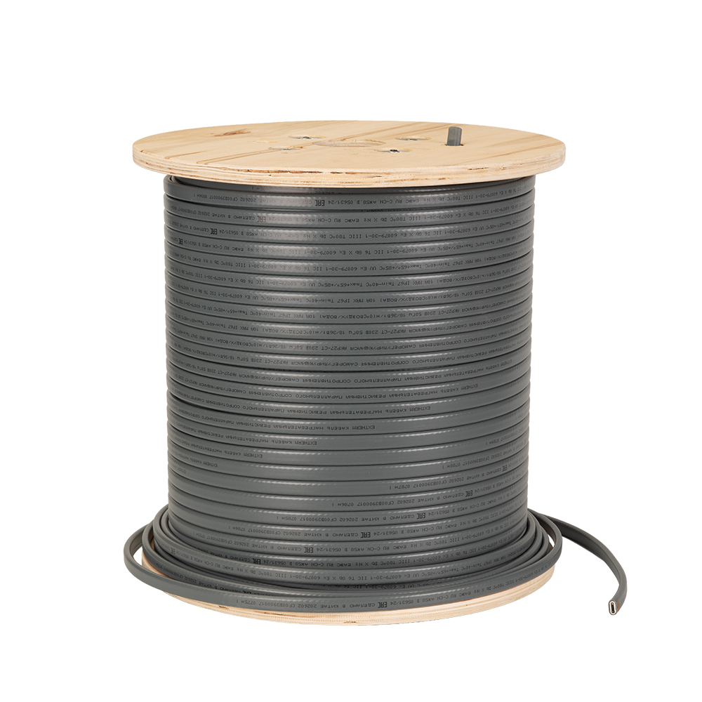 Extherm AKP27-CT-250 нагревательный саморегулирующийся кабель для систем антиобледенения кровли 18 Вт/м на воздухе, 36 Вт/м в талой воде со льдом, катушка 250 м.