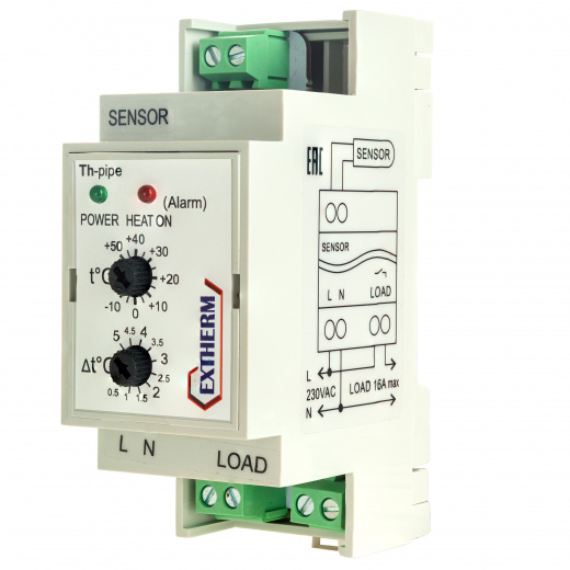 EXTHERM Th-pipe. Термостат для управления системой электрообогрева на трубах.