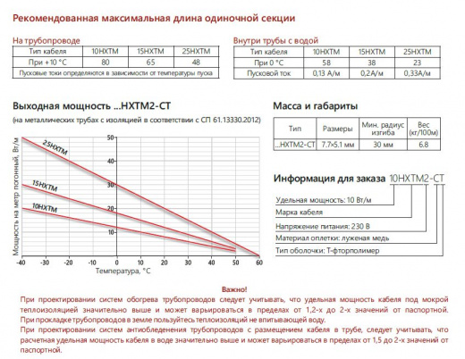 Extherm 10HXTM2-CТ 10 Вт/м Саморегулирующийся нагревательный кабель, фторопласт