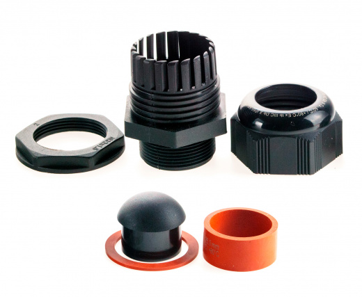 Extherm BM-X7S-LP Кабельный ввод взрывозащищенный М32х1,5 с уплотнением для небронированного силового кабеля Ø18-25мм, с уплотнительным кольцом и контргайкой, полиамид