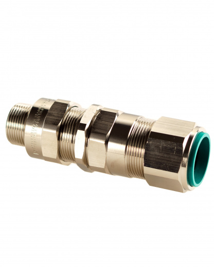 Extherm 25AK 05 Кабельный ввод взрывозащищенный М25х1,5 с уплотнением для бронированного силового кабеля d вн. 11,1-19,9 мм, d нар.18,2-26,2 мм, М25x1,5 6g, 1ExdIIC Gb X / 1ExeIIC Gb X, IP66/67/68 и гайкой, латунь