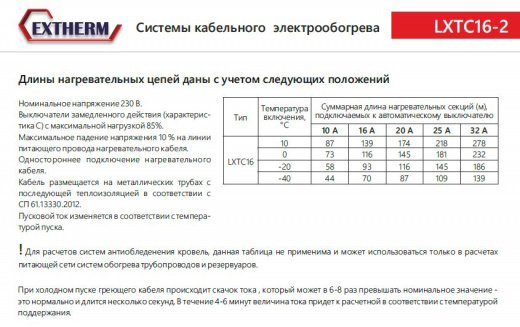Extherm LXTC16-2CR Саморегулирующийся нагревательный кабель строительного применения (трубы) 16 Вт/м, термопласт