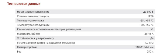 Extherm JB-60-BL Коробка распределительная, IP 66, черная, в комплекте с клеммным рядом 5х6 мм², 41А